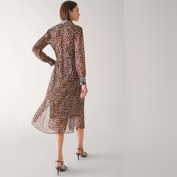 NWT White House Black Market WHBM Leopard-Print Midi 2 Piece Shirt Dress - Picture 6 of 12